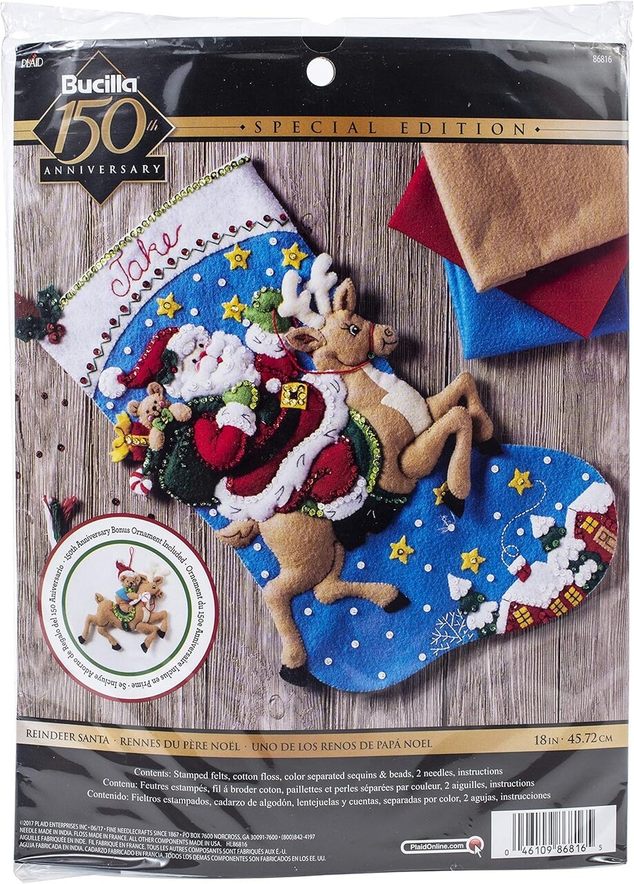 Reindeer Santa Stocking Kit (Holidays) 11.75 x 9 x 2.53 inches